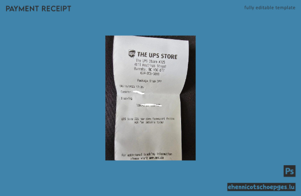 Vorschau des Zahlungsschecks im UPS Store